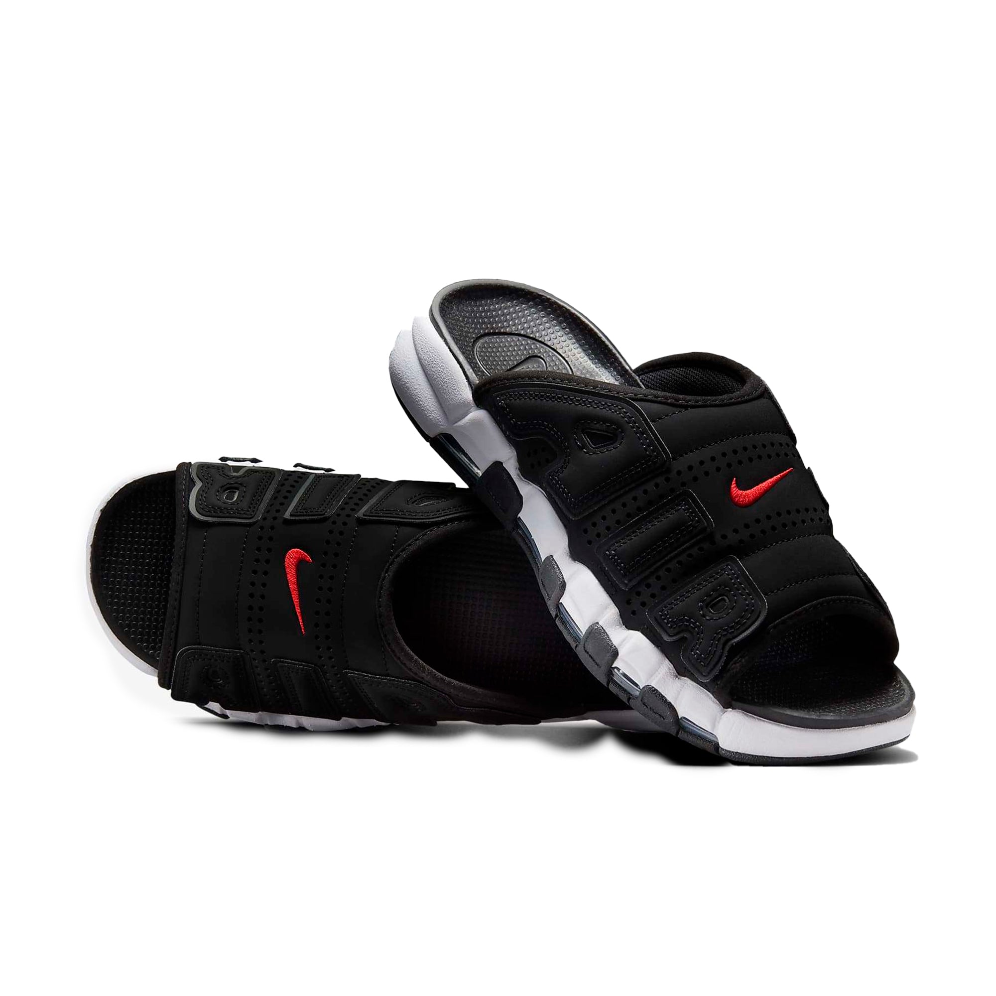 Air More Uptempo Slide Black White Red
