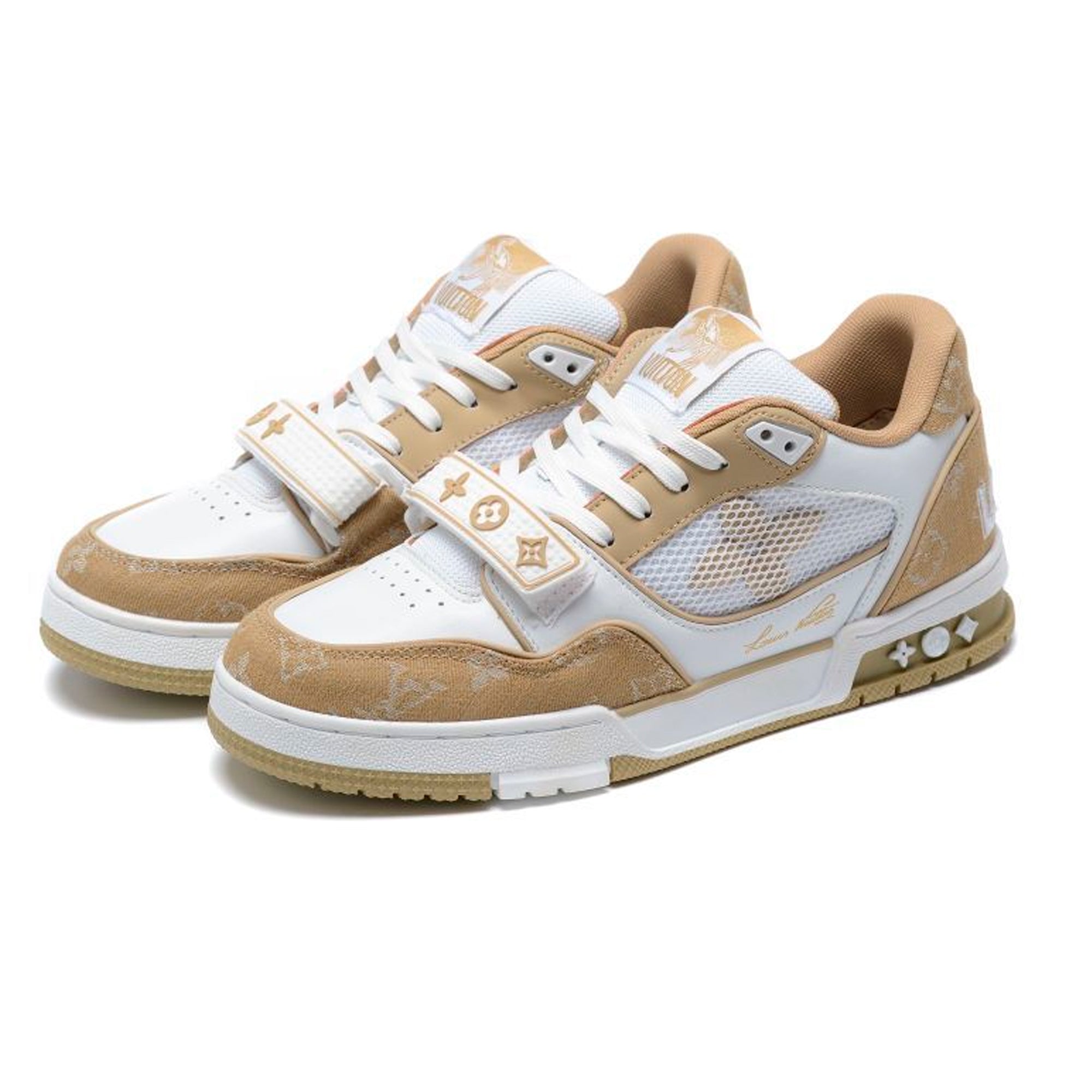LV Trainer Sneaker Beige Monogram Denim