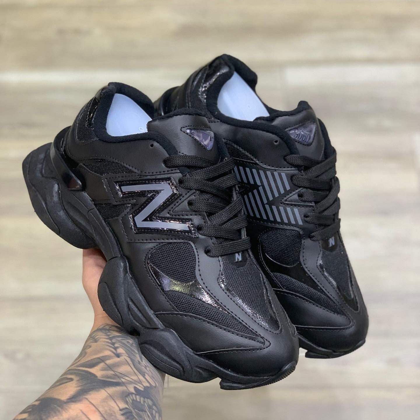 New Balance 9060 Triple Black Leather