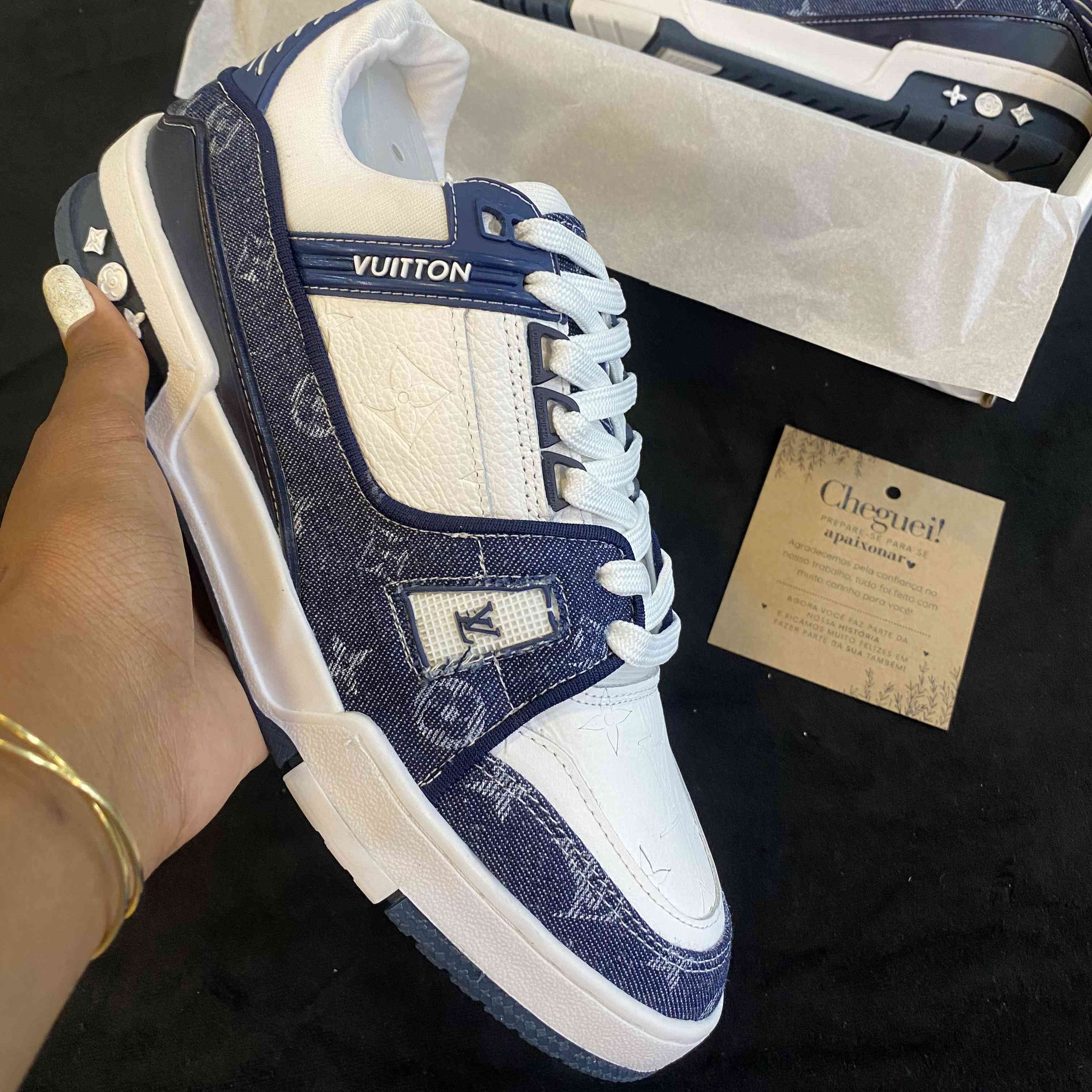 LV Trainer Monogram Denim White Blue