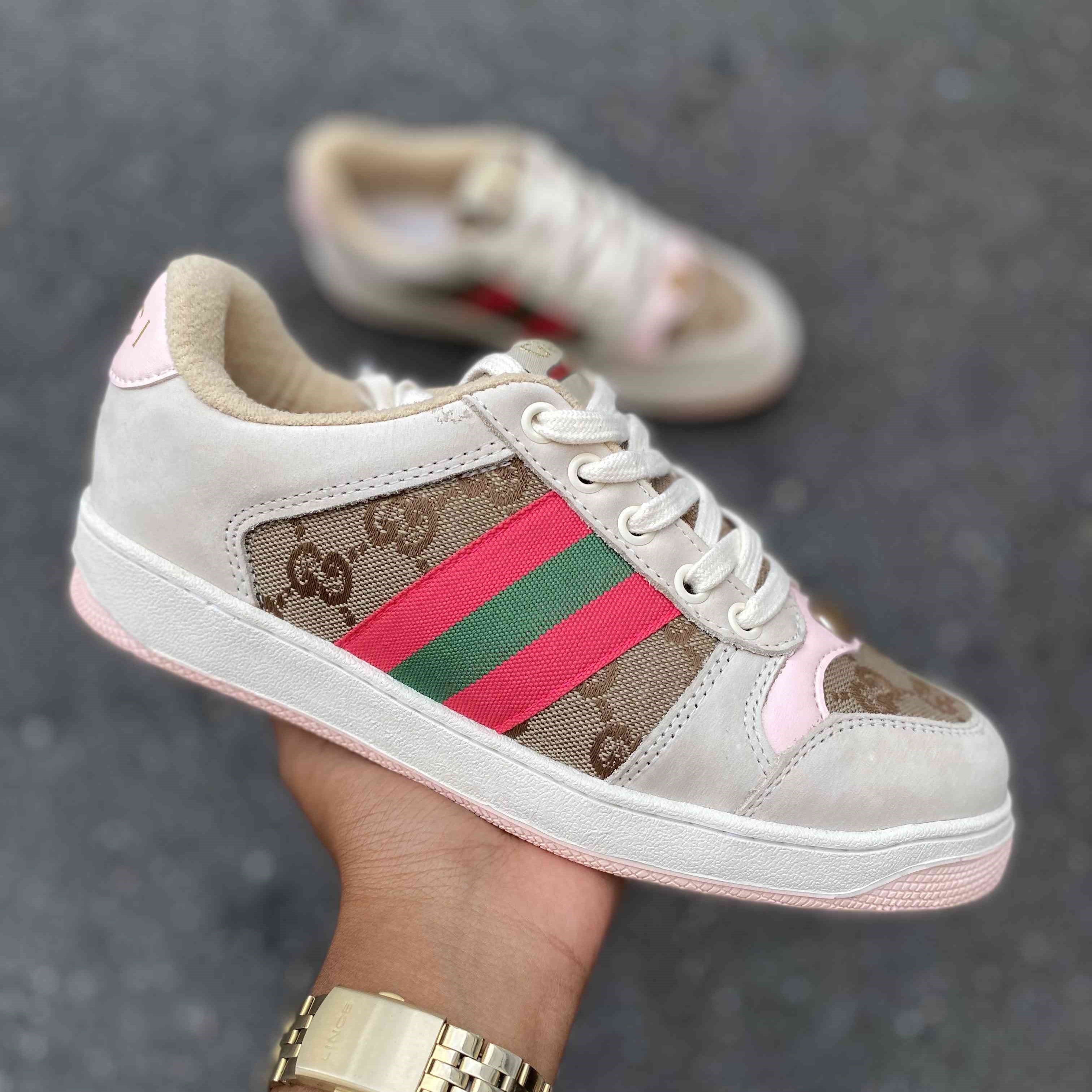 Gucci Screener GG Low Top Sneakers GG Canvas Beige Pink