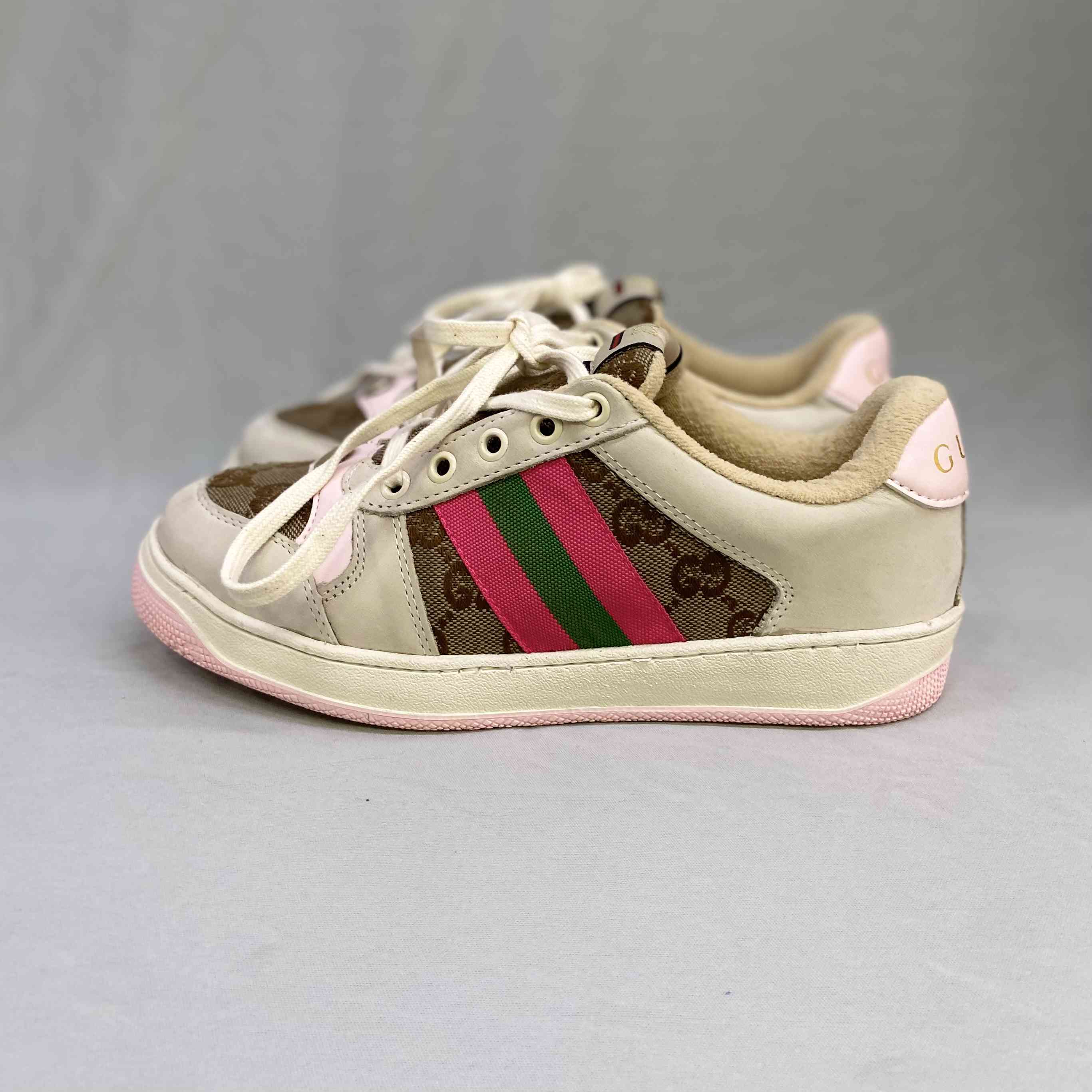 Gucci Screener GG Low Top Sneakers GG Canvas Beige Pink