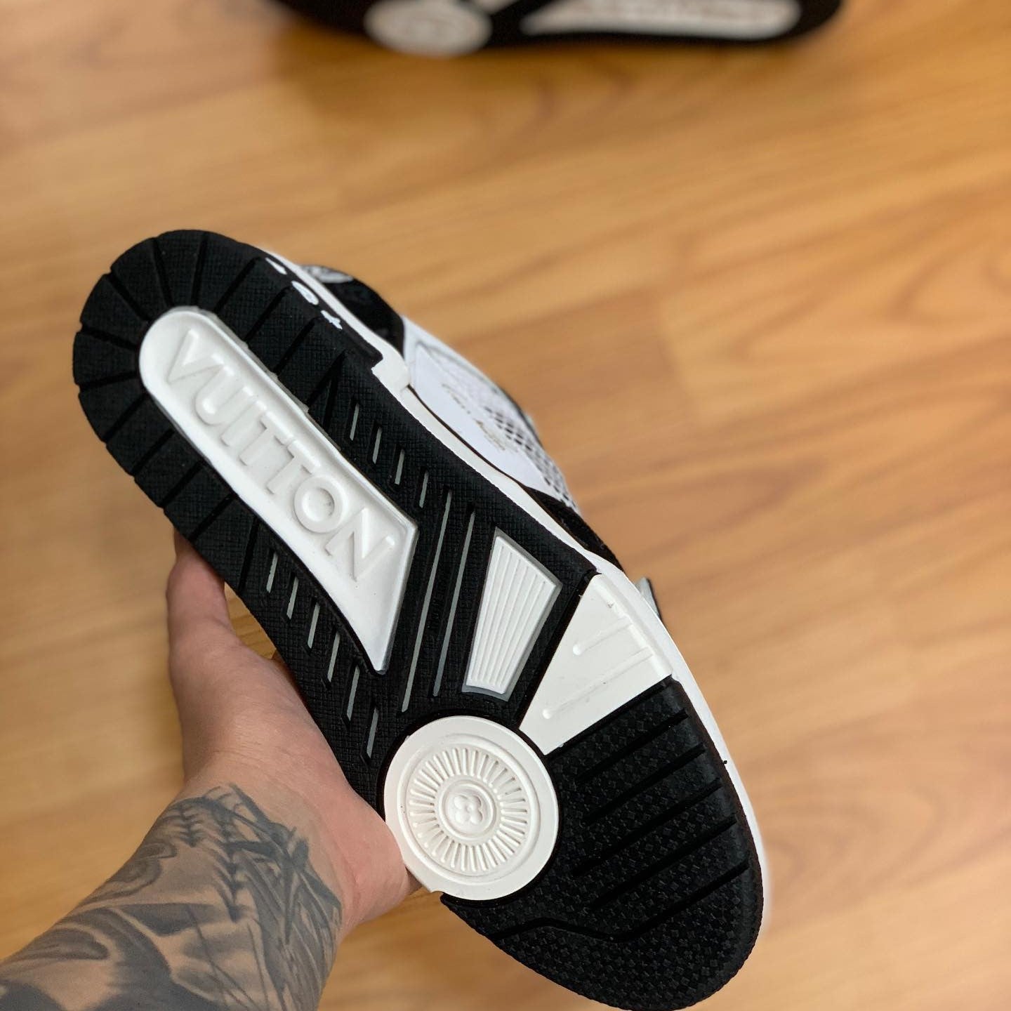 LV Trainer Velcro Strap Monogram Denim Black White