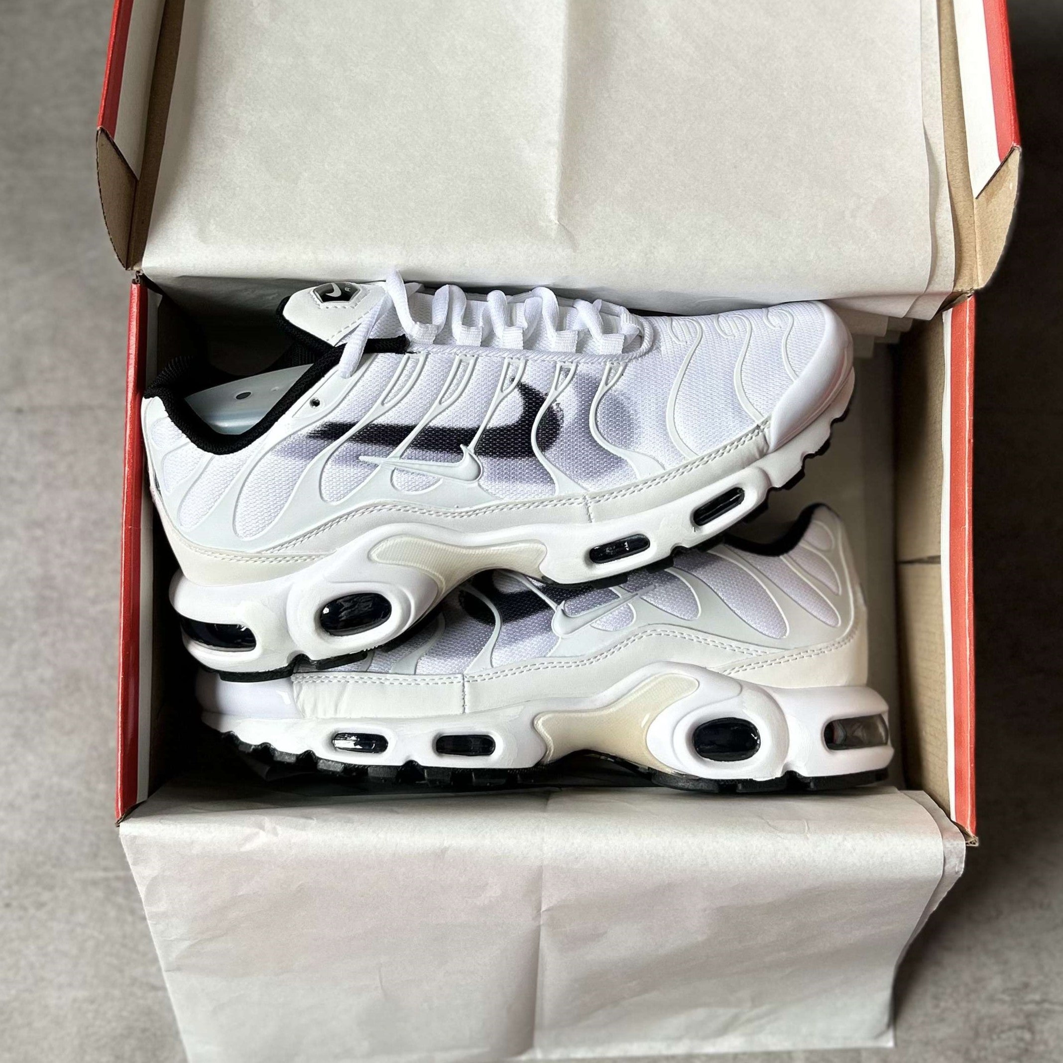 Air Max Plus TN Spray Paint Swoosh White Cool Grey