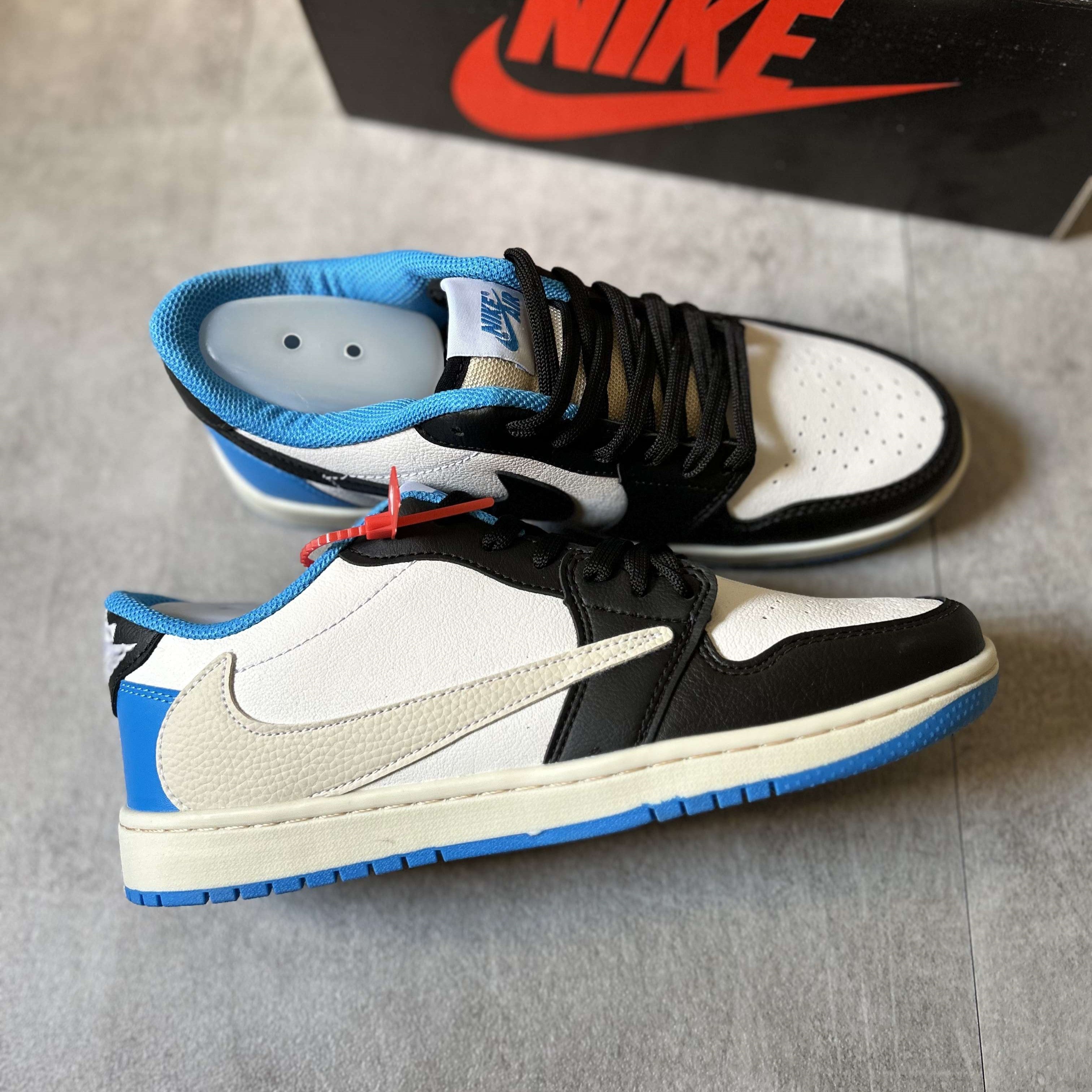 Air Jordan 1 Retro Low x Fragment Design x Travis Scott x Sail Black Military Blue *