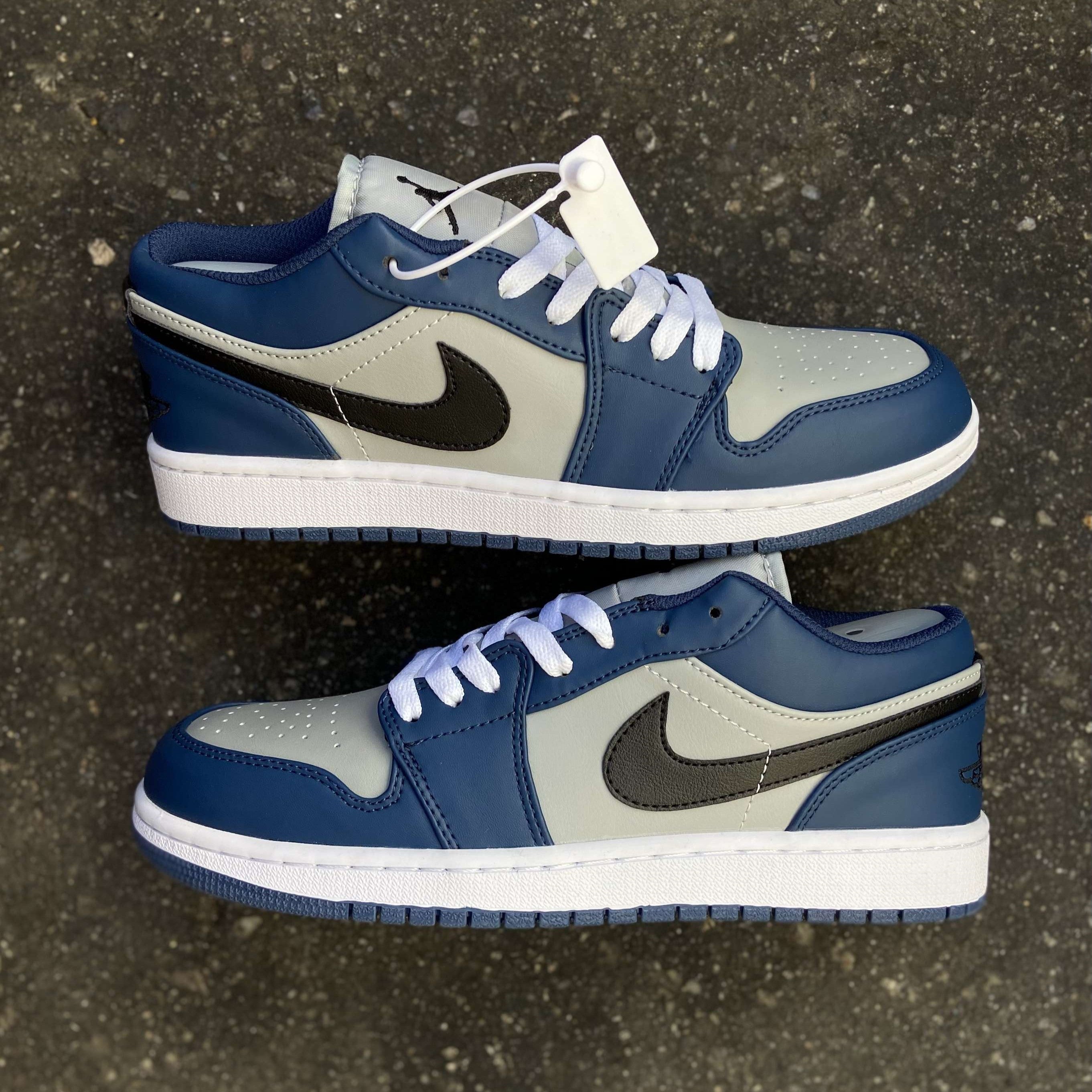 Air Jordan 1 Low Gray Navy Blue Black