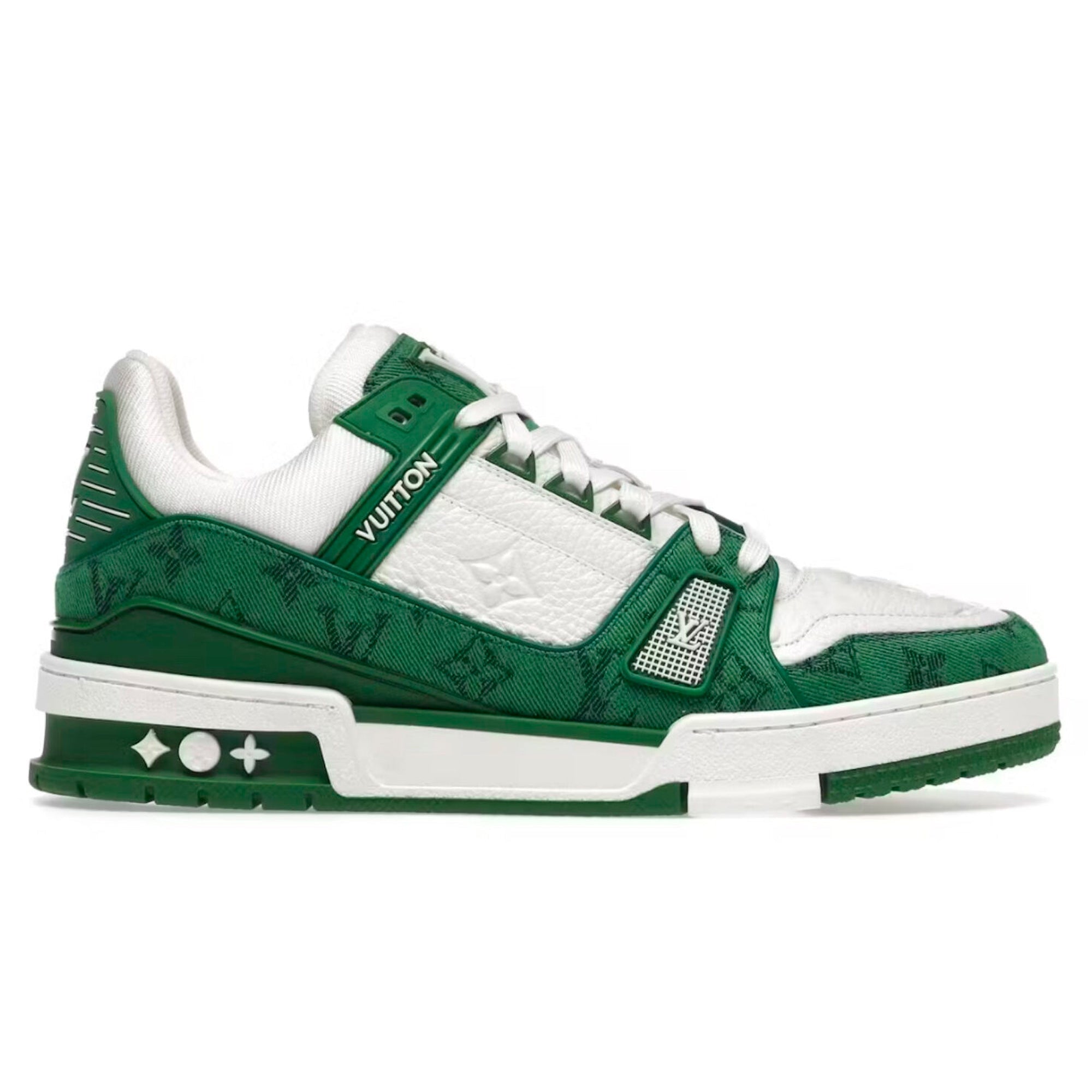 LV Trainer Green Monogram Denim White