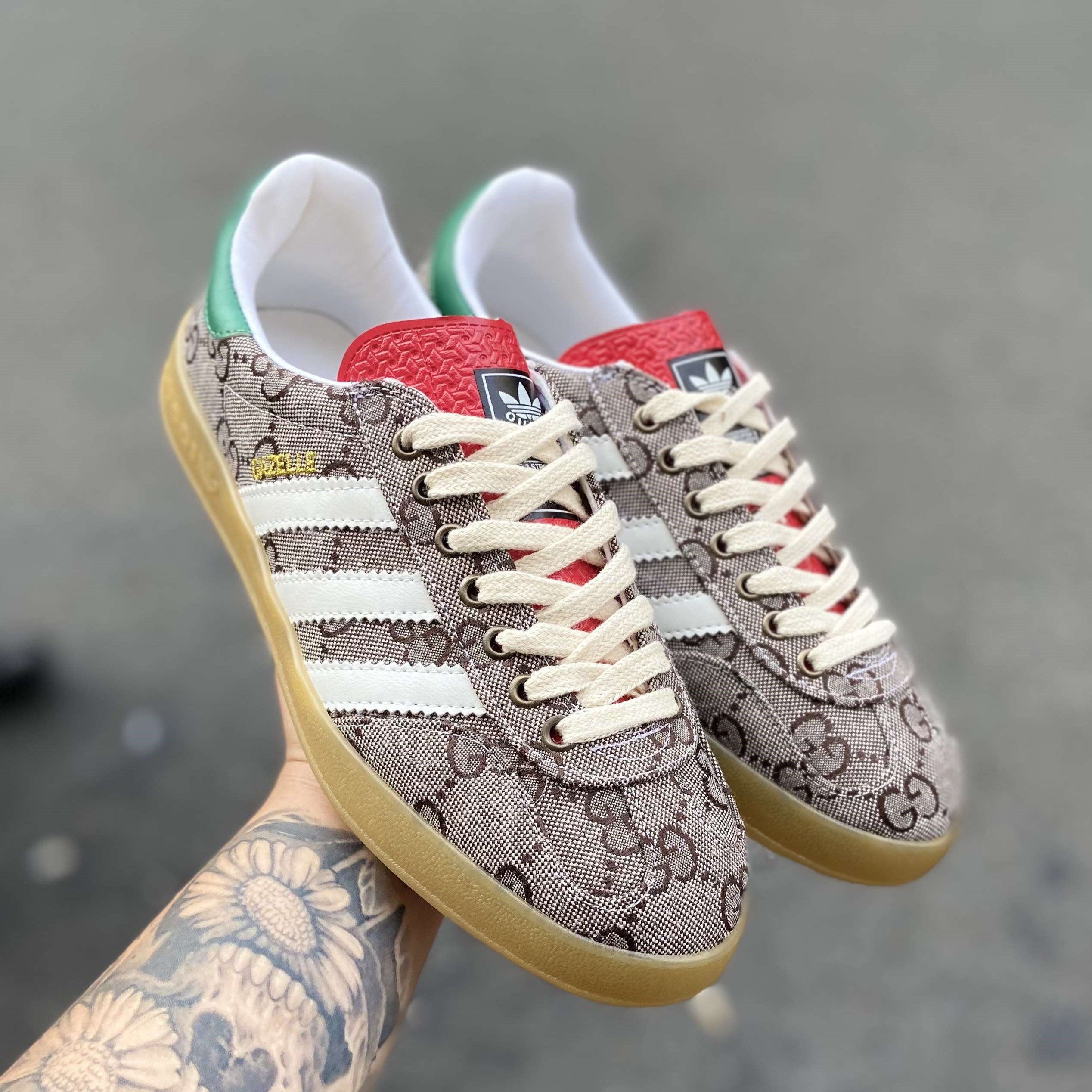 Adidas Gazelle x Gucci GG Monogram Beige