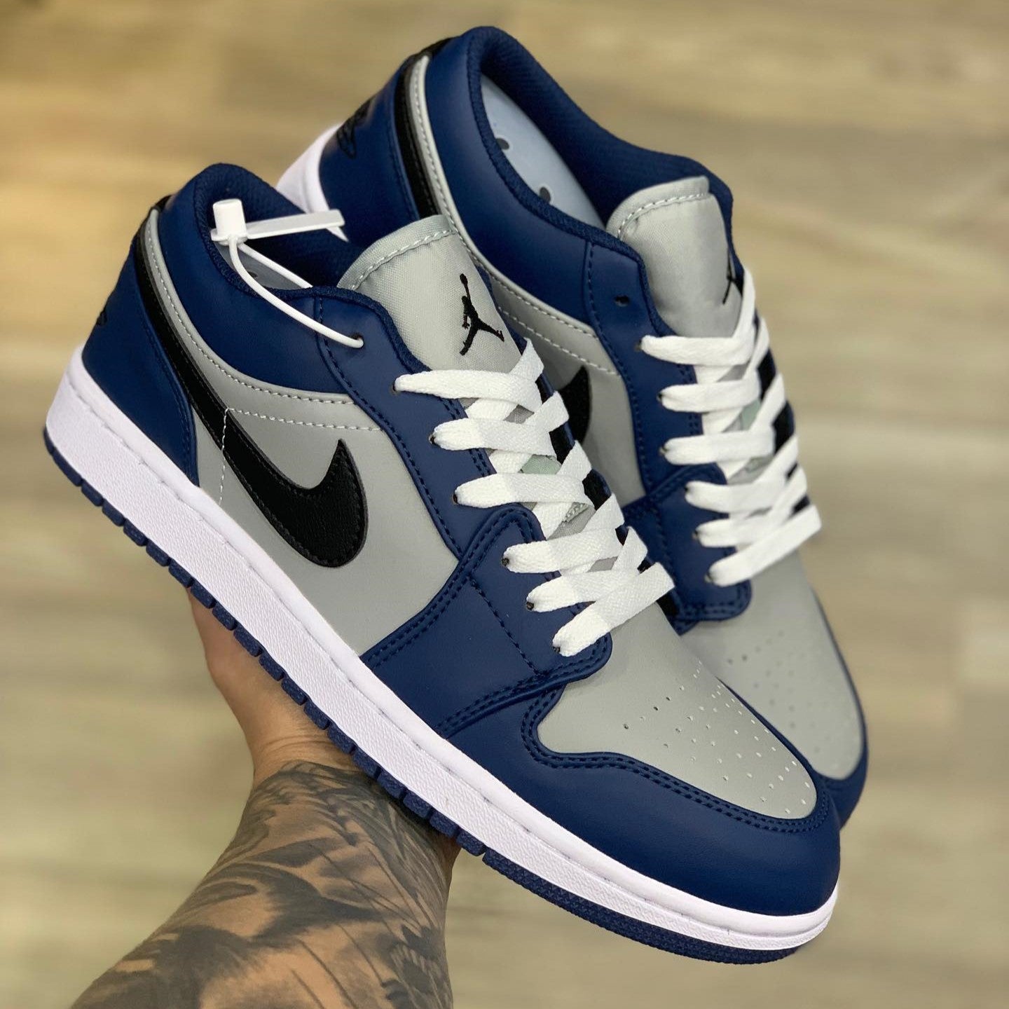 Air Jordan 1 Low Gray Navy Blue Black