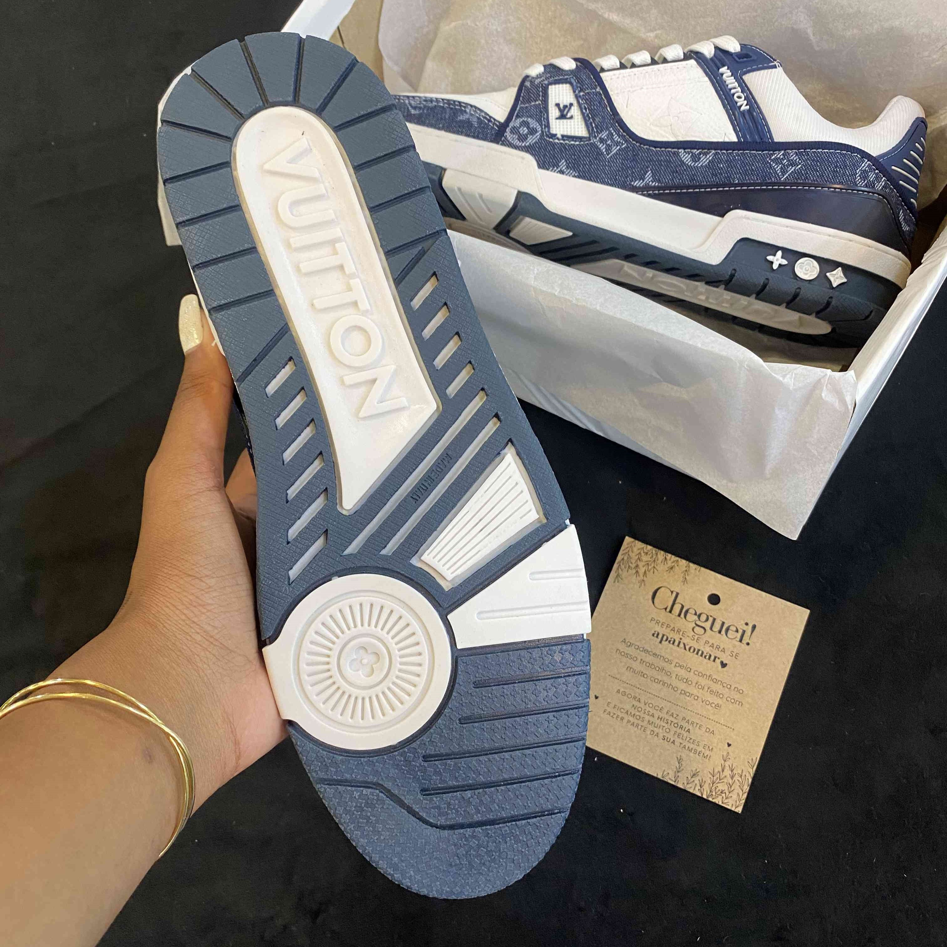 LV Trainer Monogram Denim White Blue