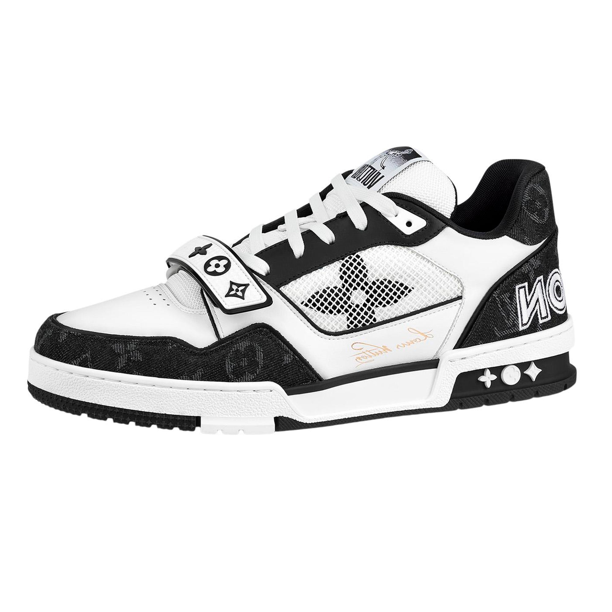 LV Trainer Velcro Strap Monogram Denim Black White