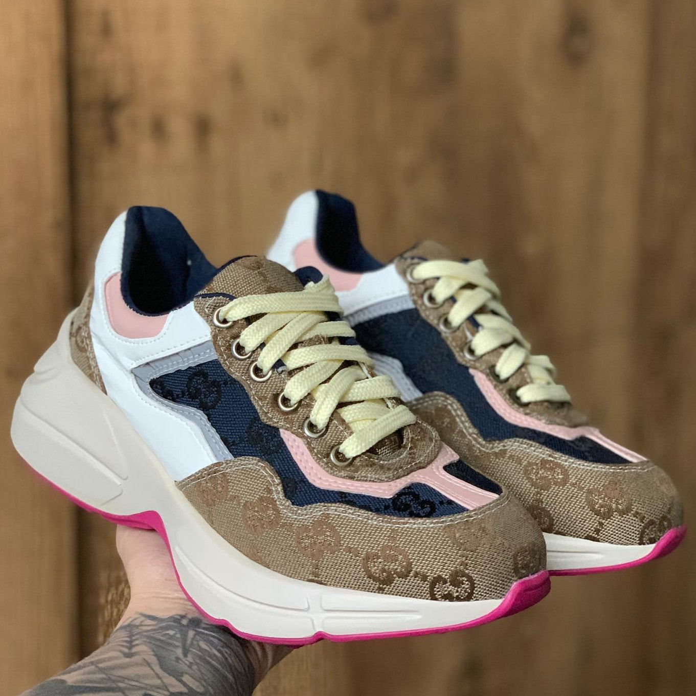 Gucci GG Rhyton Beige White Pink