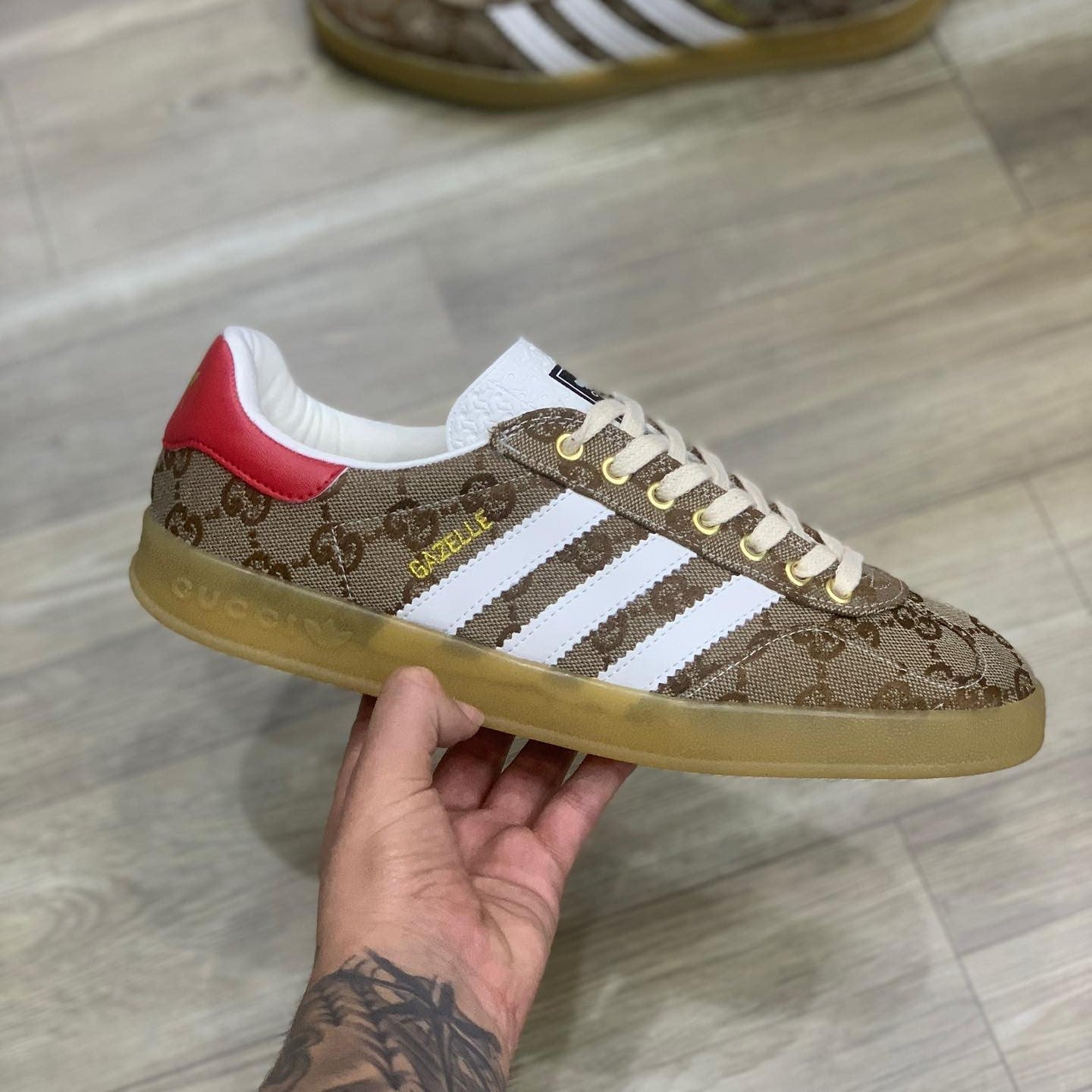 Adidas Gazelle x Gucci Original GG Beige Brown