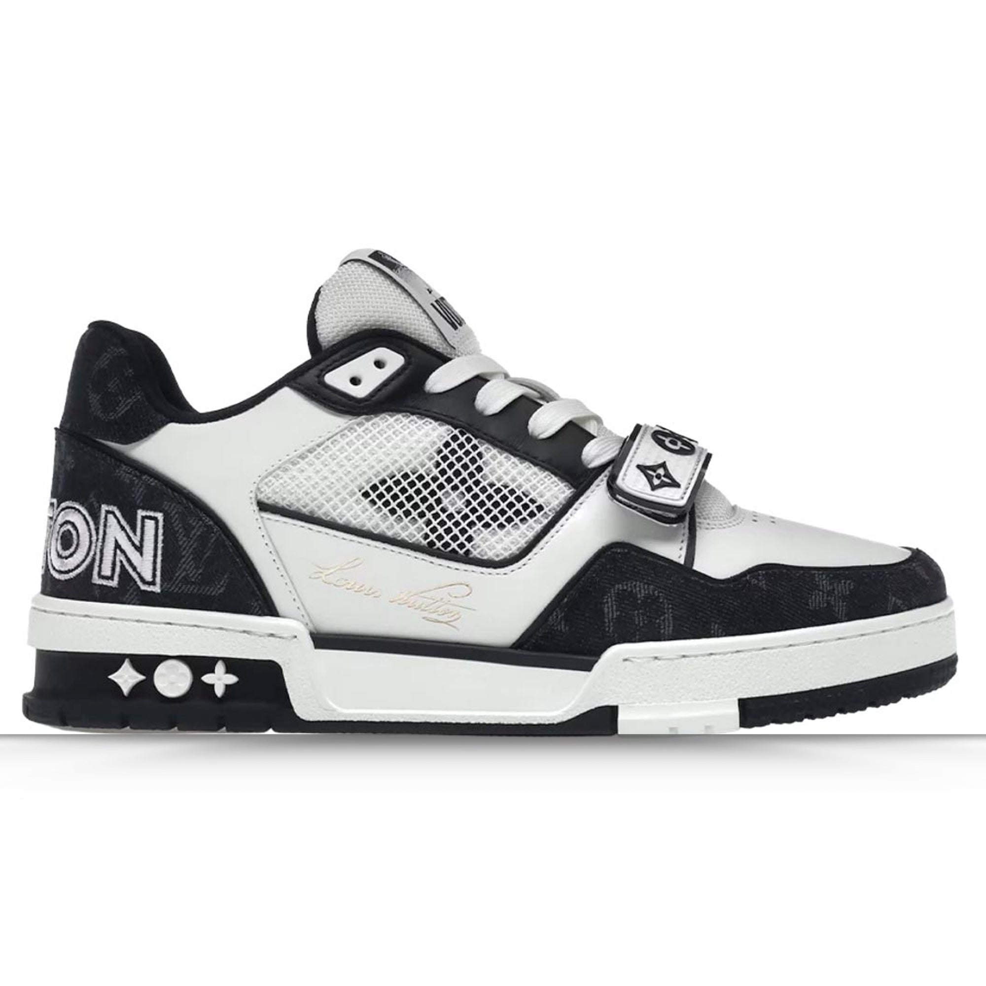 LV Trainer Velcro Strap Monogram Denim Black White