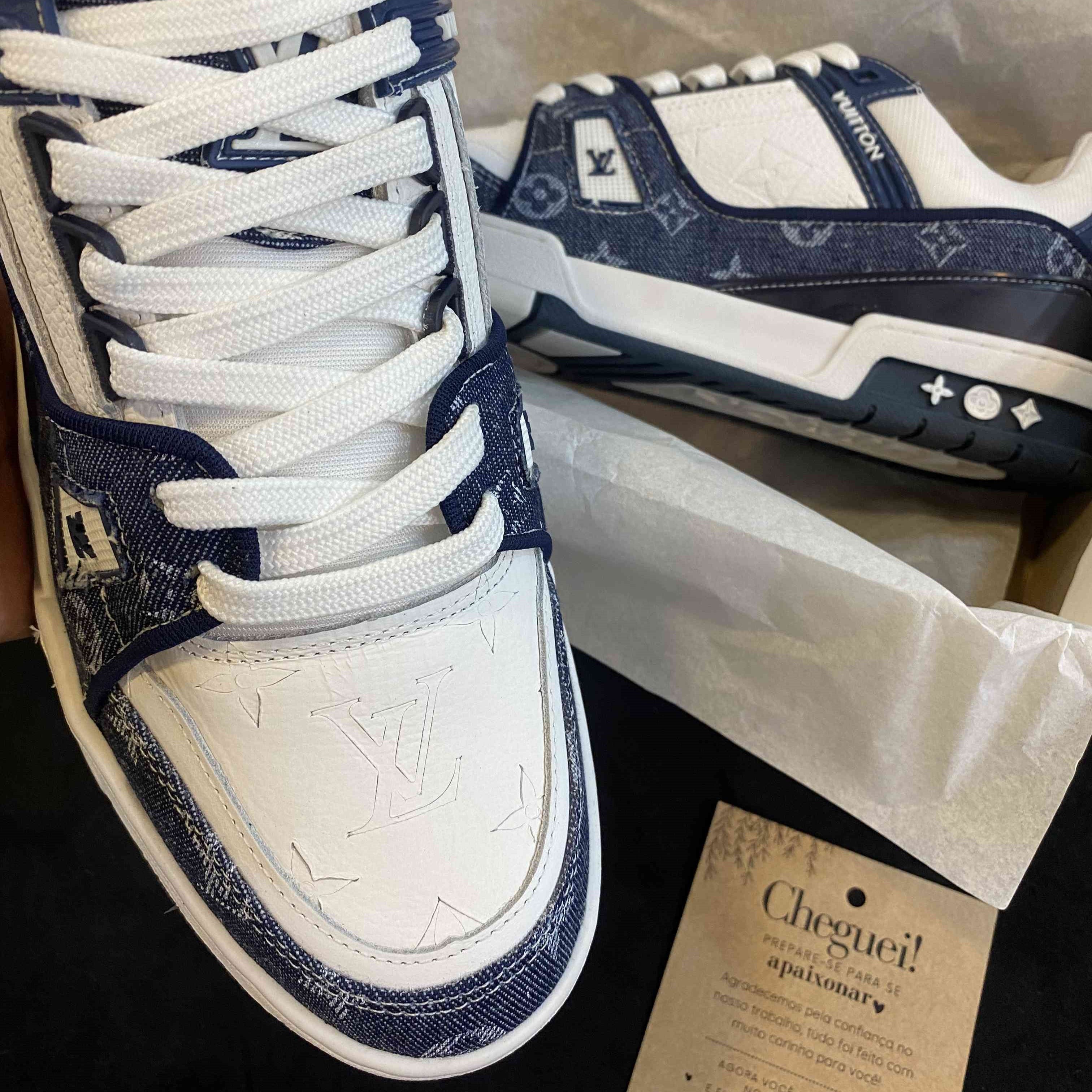 LV Trainer Monogram Denim White Blue