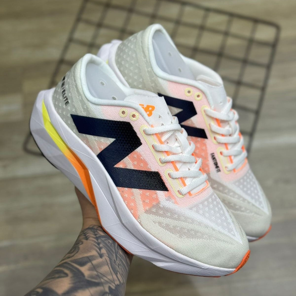 New Balance FuelCell SuperComp Elite v4 White Angora Hot Mango
