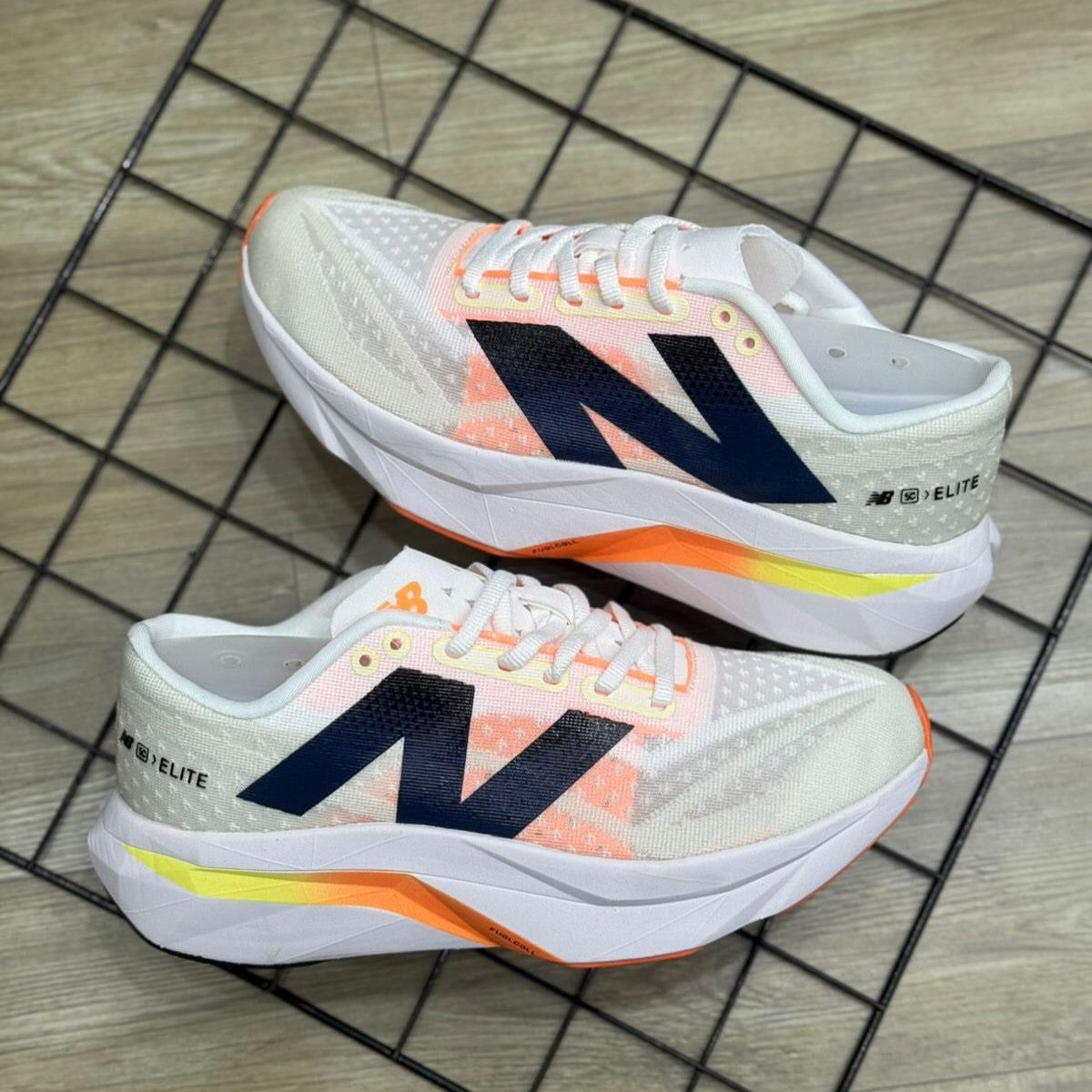 New Balance FuelCell SuperComp Elite v4 White Angora Hot Mango