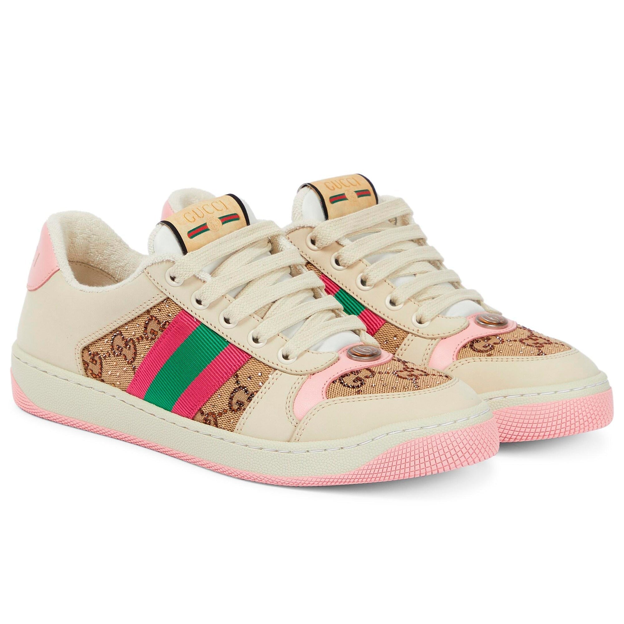 Gucci Screener GG Low Top Sneakers GG Canvas  Beige Pink