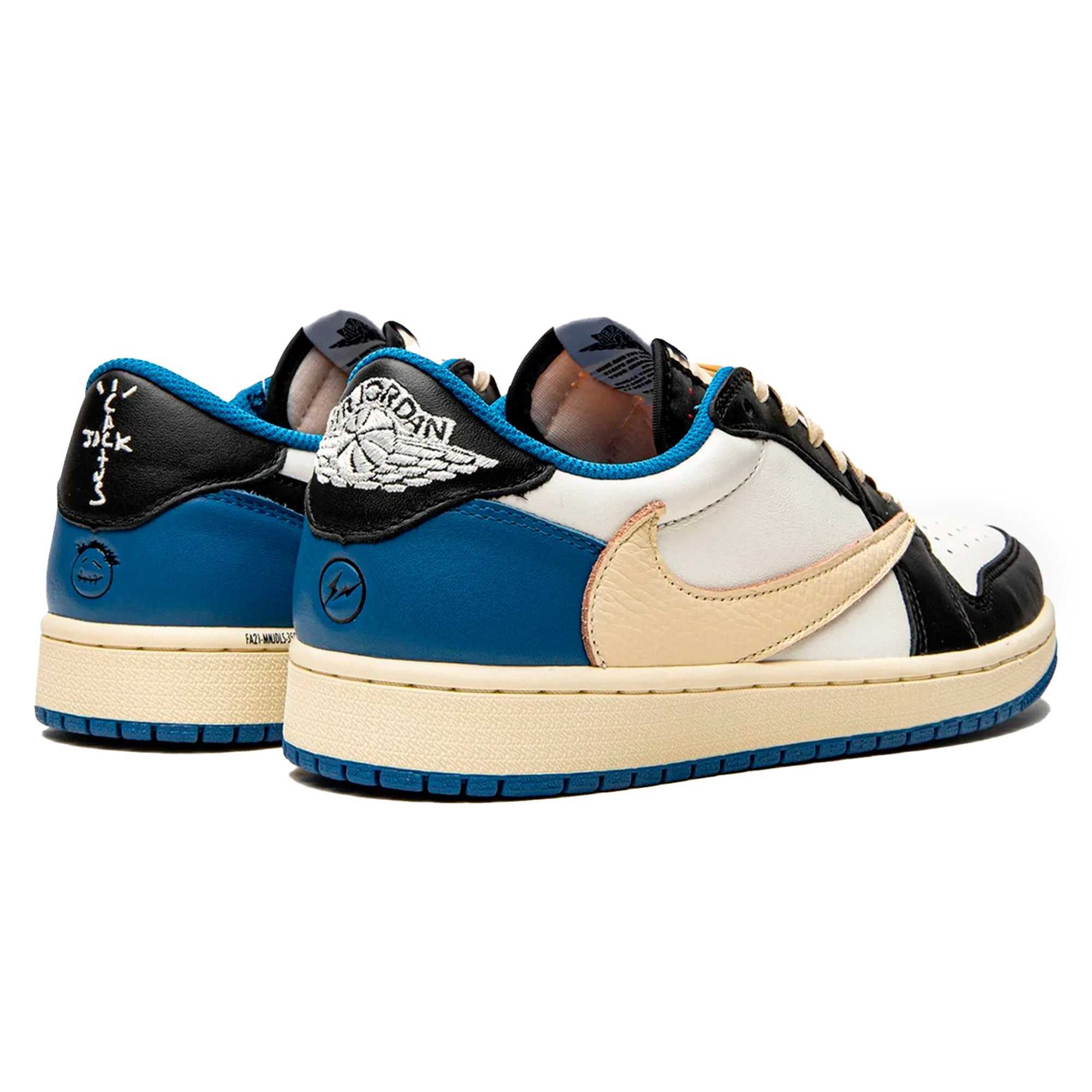 Air Jordan 1 Retro Low x Fragment Design x Travis Scott x Sail Black Military Blue *