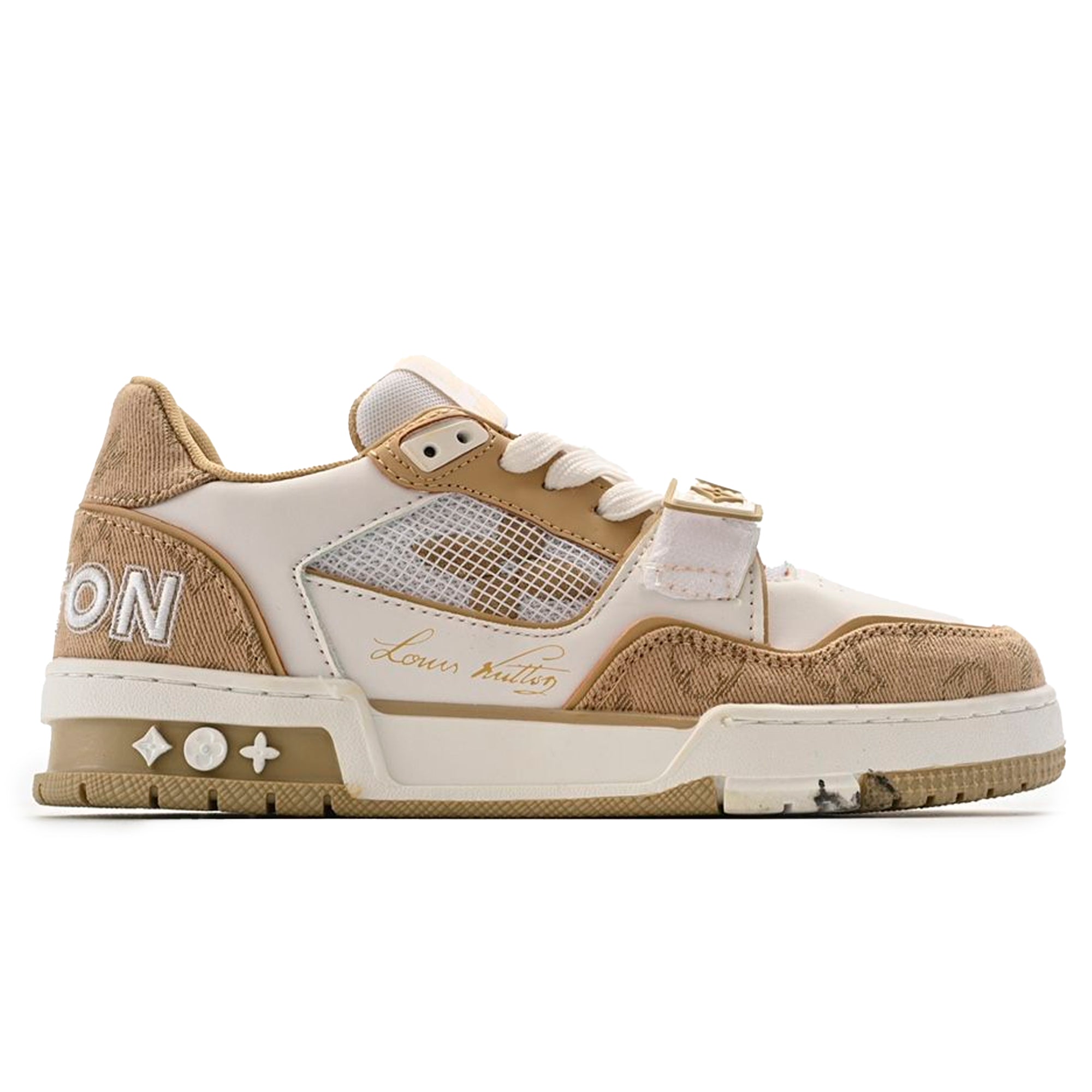 LV Trainer Sneaker Beige Monogram Denim